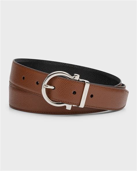 FERRAGAMO Gancio Reversible Leather Belt .